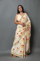 Cream Hand Block Butta Print Mul Cotton Saree with Blouse Piece