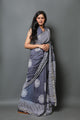 Lead Block Butta Print Linen Saree with Blouse Piece