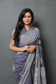 Lead Block Butta Print Linen Saree with Blouse Piece