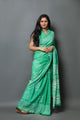 Green Block Butta Print Linen Saree with Blouse Piece