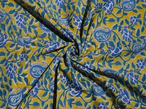 Mustard Jaal Block Print Cotton Salwar Suit Set Material