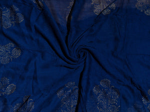 Blue Golden Block Butta Print Cotton Salwar Suit Material