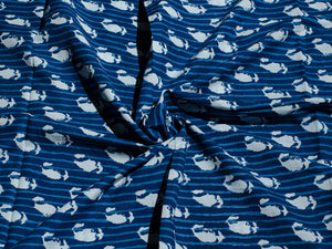 Blue Pasely Block Print Cotton Salwar Kurta Set Material