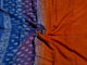 Blue & Orange Block Butti Print Cotton Salwar Kurta Set Material