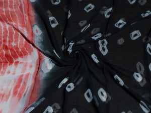 Red & Black Tie-Die Cotton Salwar Suit Set Material
