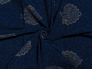 Blue Napthol Peacock Block Print Cotton Salwar Kurta Material