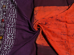 Burgundy Batik Block Print Cotton salwar Kurta Set Material