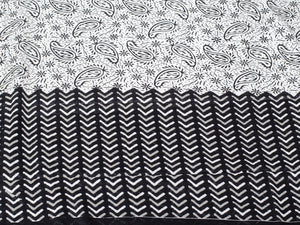 Black Geometric Block Print Cotton Unstitched Dress Material