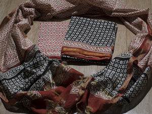 Black Butti Print Chanderi Suit Material