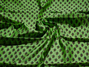 Lime block butti print Chanderi Suit Material