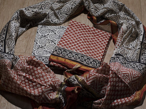 Ivory Block Butti Chanderi Suit Material