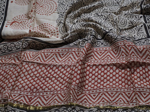Ivory Block Butti Chanderi Suit Material