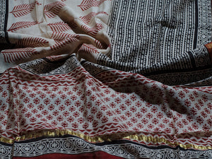 Chevron Sanganeri block butti print suit material