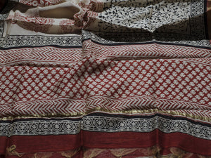 Chevron Sanganeri block butti print suit material