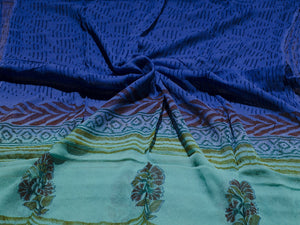 Rama Chikan Work Block Print Cotton Salwar  Suit Material
