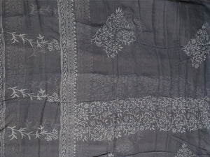 Grey Block Butta Print Cotton Salwar Suit Set Material