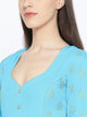 Turquoise Golden Butti Print Dress
