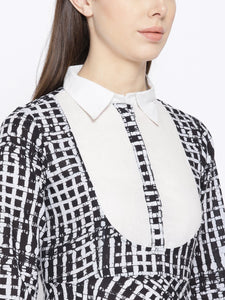 Black Batik Print Collar Dress
