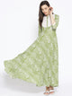 Green Batik Print Collar Dress