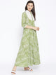 Green Batik Print Collar Dress