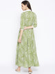 Green Batik Print Collar Dress