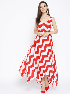 Red Striped Zik Zak Dress