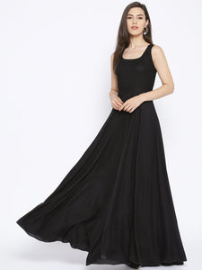 Black Solid Long Dress
