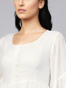 White Solid Printex Tyre Dress