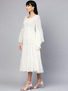 White Solid Printex Tyre Dress