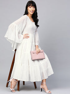 White Solid Printex Tyre Dress