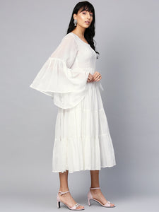 White Solid Printex Tyre Dress