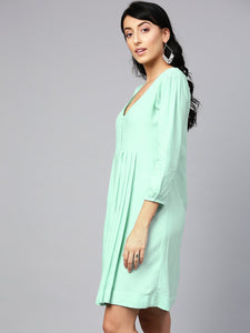 Pista Green A-line Short Dress