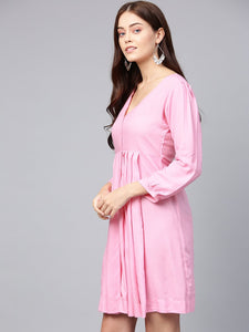 Pink A-line Short Dress