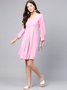Pink A-line Short Dress