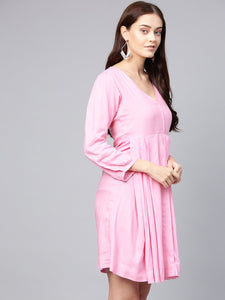 Pink A-line Short Dress