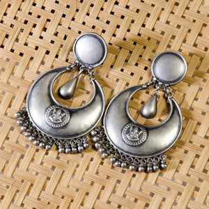 Ganesha Chandbali Silver  Handcrafted Earings