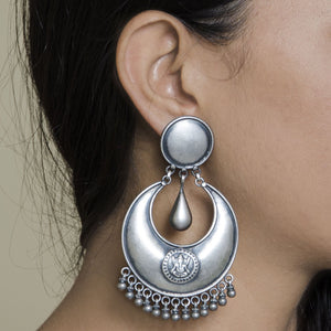 Ganesha Chandbali Silver  Handcrafted Earings