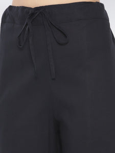 Black Solid Cotton Twin Set