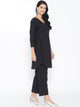 Black Solid Cotton Twin Set