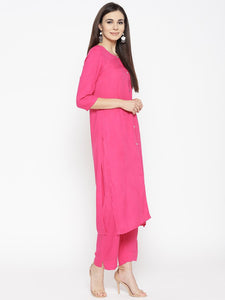 Magenta Rayon Twin Set