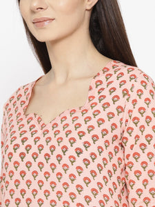 Coral Block Butti Print Twin Set