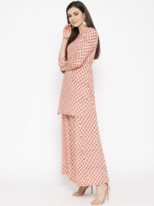 Coral Block Butti Print Twin Set