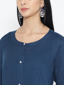 Navy Blue Rayon Twin Set