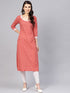 Red Checks Print Straight Kurti