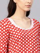 Red Checks Print Straight Kurti