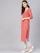 Red Checks Print Straight Kurti