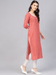 Red Checks Print Straight Kurti