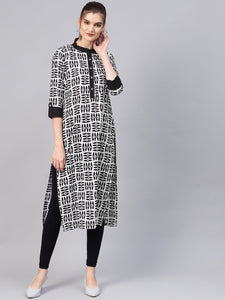 Black Printed Meridian Kurti