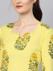 Yellow Mugal Block Butta Kurti