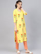 Yellow Block Butta Print Kurta